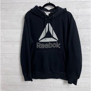 Reebok Men’s Black Pullover Long Sleeve Hood Sweatshirt. Size L